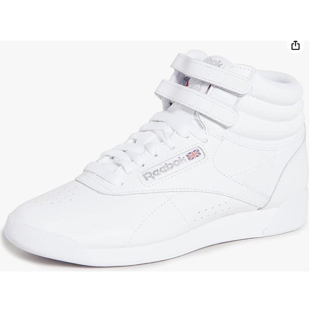 Reebok Women Freestyle Hi High Top Sneaker, White/Silver, 6